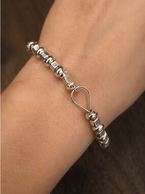 Sterling Silver Beaded Bracelet | Minimalist Stackable | 925 Toggle Clasp